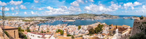 Panoramic view of the city from the Santa Maria de Ibiza cathedral on the wall, Balearic Islands, Eivissa