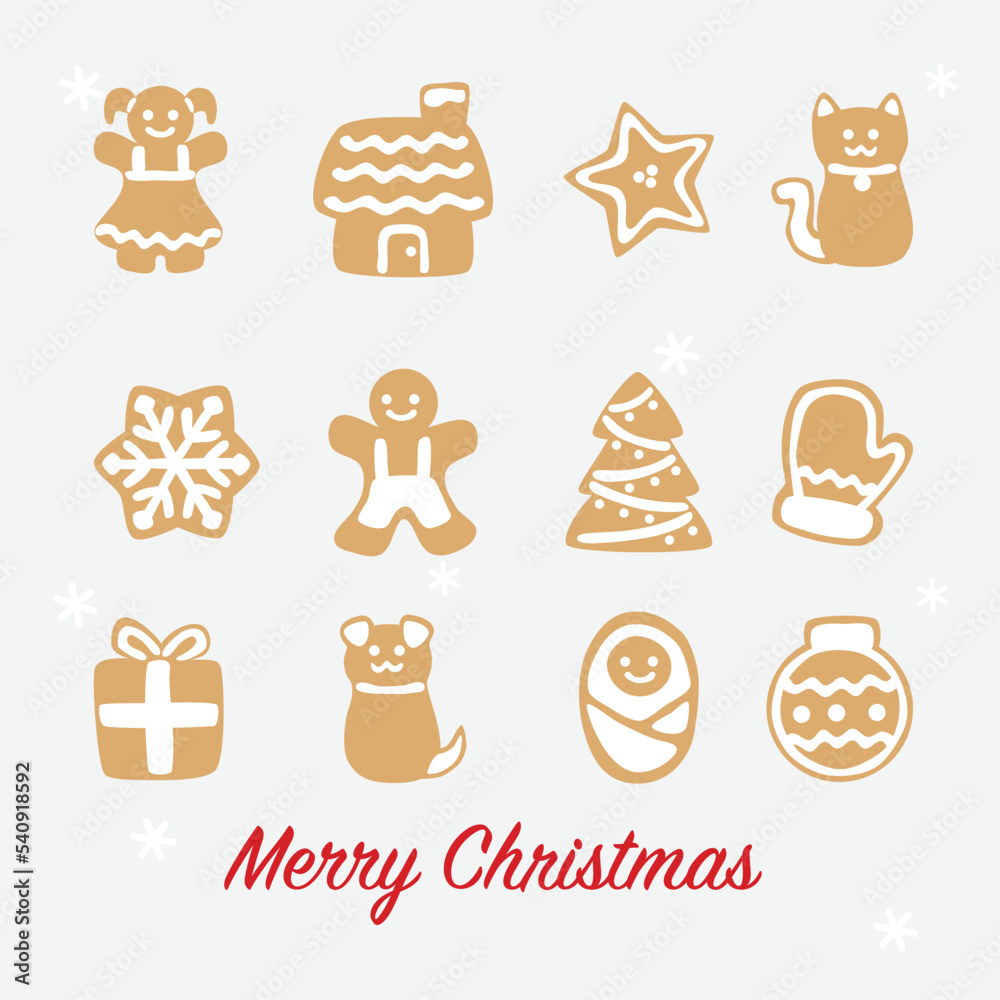 Gingerbread Christmas card on winter background Gingerbread Christmas card on winter background