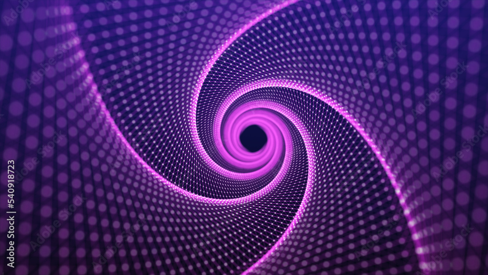 Fototapeta premium A frame twisted tunnel consisting of a connection of pink dots and lines. Network connection. The structure of big data. Data transmission technology. 3d rendering