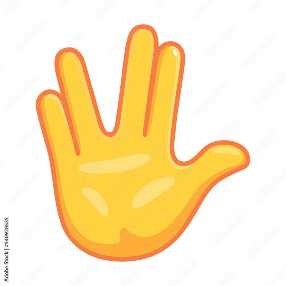 Vulcan Salute vector icon design. Isolated symbol sign design raised hand, with the fingers separated between the ring finger and the middle finger. Vulcan Salute vector icon design. Isolated symbol sign design raised hand, with the fingers separated between the ring finger and the middle finger.