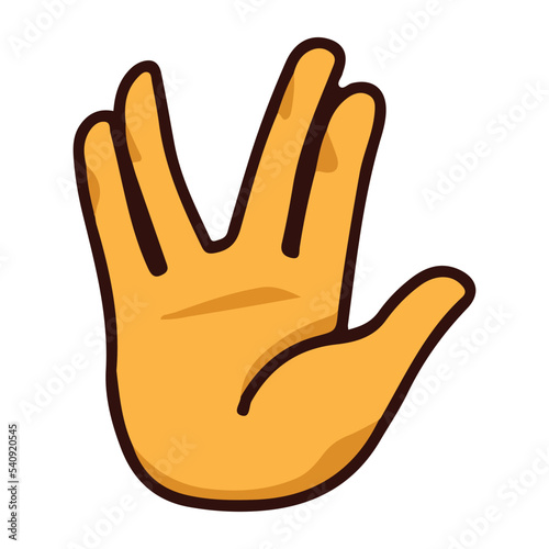 Vulcan Salute vector icon design. Isolated symbol sign design raised hand, with the fingers separated between the ring finger and the middle finger.
