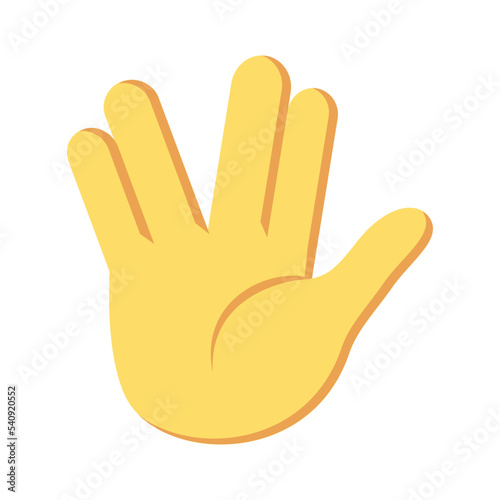 Vulcan Salute vector icon design. Isolated symbol sign design raised hand, with the fingers separated between the ring finger and the middle finger.