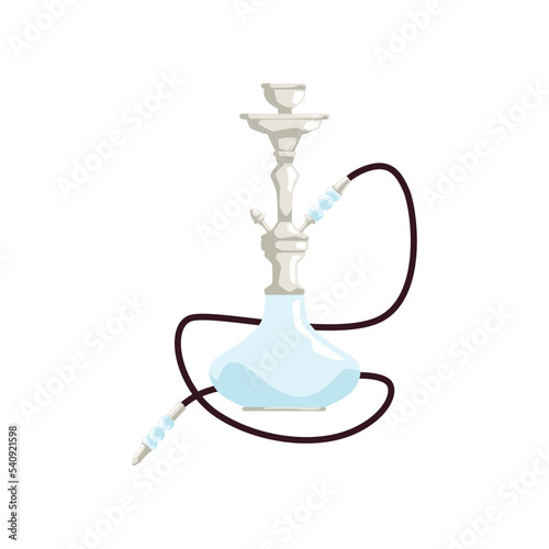 Oriental turkish hookah smoking device flat vector illustration isolated.