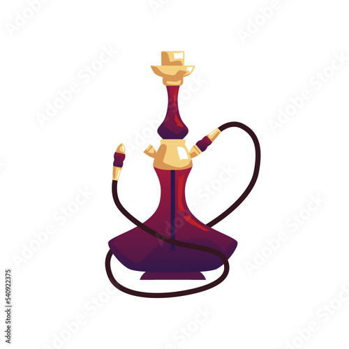 Turkish stylish hookah or smoking calabash flat vector illustration isolated.