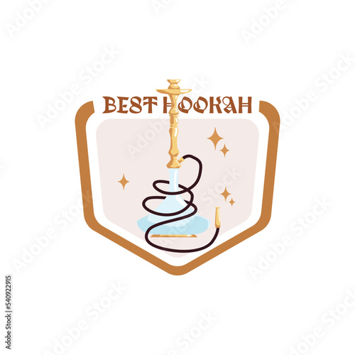 Best hookah design for label or logo flat style, vector illustration