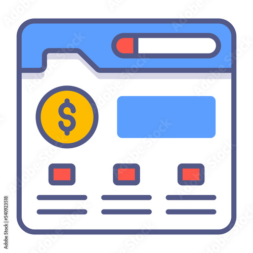 Bank deposit and money, Savings Account online banking web page business financial management, flat line icon symbol.