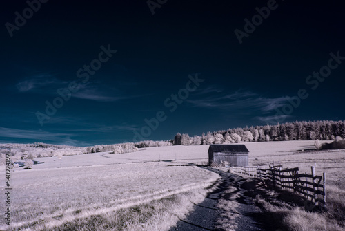 infrared photography - ir photo of landscape under sky with clouds - the art of our world in the infrared spectrum © klickit24