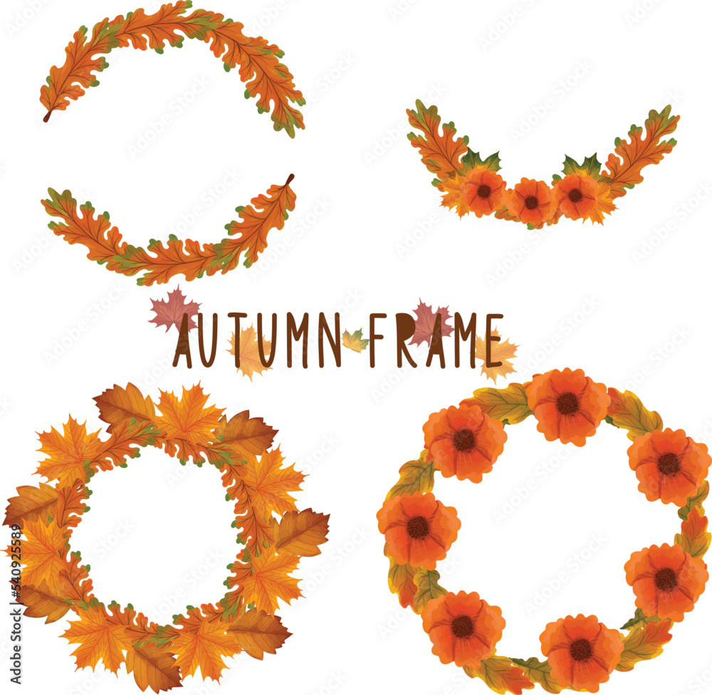 Set of watercolor painted Autumn Leaf Frame, Leaves clipart. Hand drawn isolated on white background Set of watercolor painted Autumn Leaf Frame, Leaves clipart. Hand drawn isolated on white background