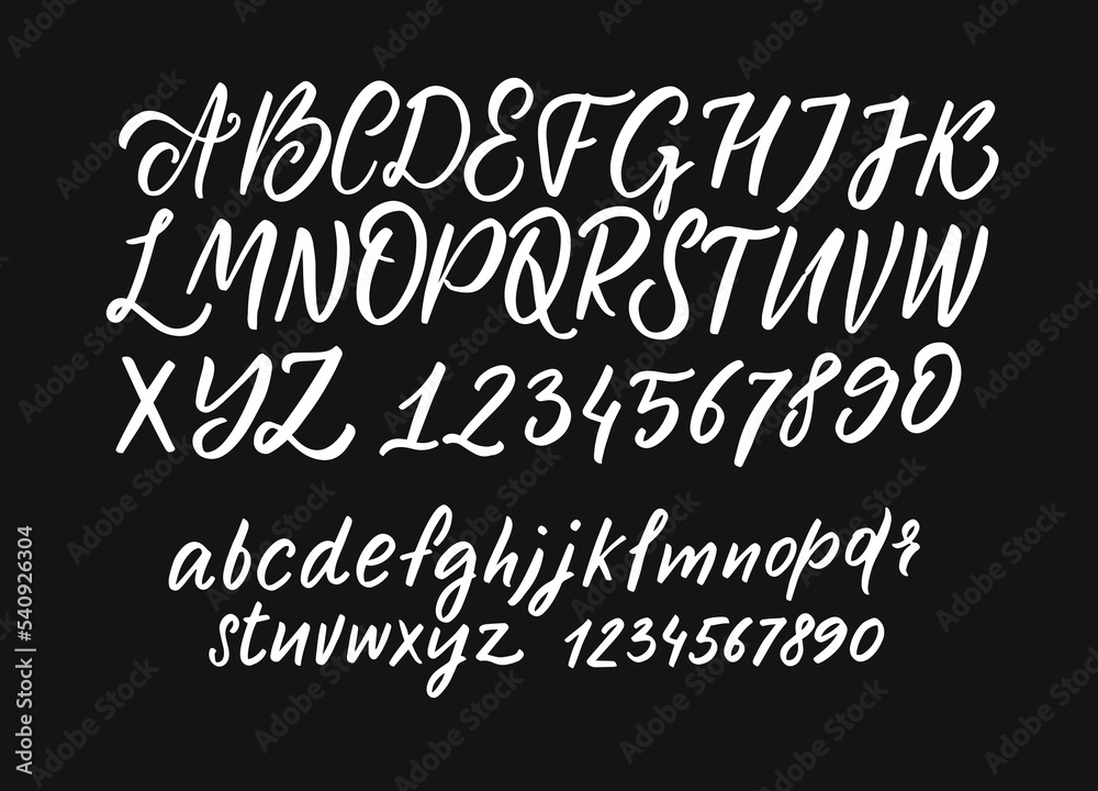 Hand drawn white color calligraphy font. Modern brush letters signs. Hand drawn white color calligraphy font. Modern brush letters signs.