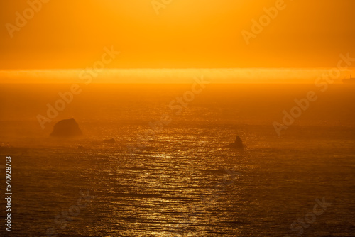 Fototapeta Naklejka Na Ścianę i Meble -  Sunset, golden wave, Pacific ocean, California USA