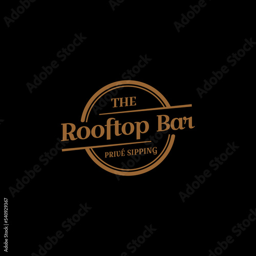 Rooftop Bar and Cafe Logo Vector Simple Vintage Business