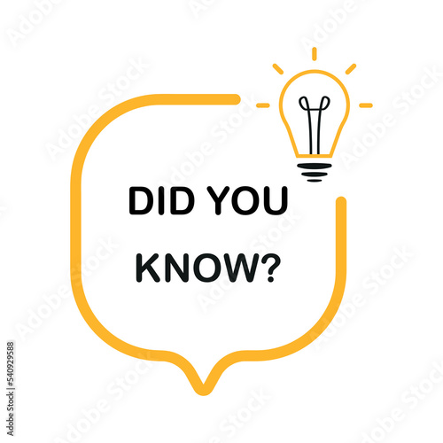 Did you know banner design with light bulb and rays. Banner design for business, marketing and advertising. Vector illustration