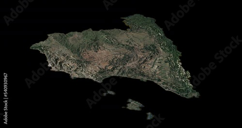 Spain map rotate 360 loop cw with 3d relief 4K satellite ground height