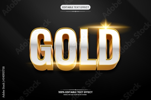 Gold 3d editable text effect vector illustration
