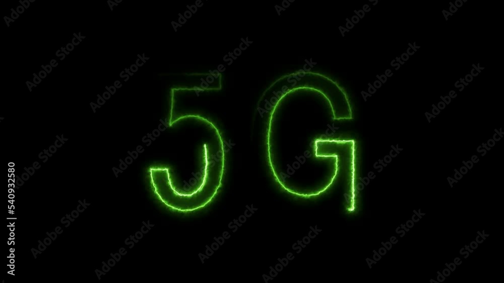 5G neon animation 5G technology on black background 5G neon animation 5G technology on black background