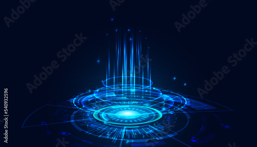 Abstract HUD portals teleports Circle Digital Circuit Concept Light Circle Network Blue Digital hi-tech Background Futuristic Modern.vector illustration.