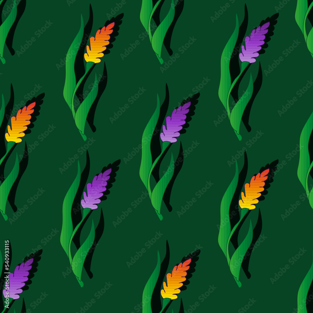 Seamless pattern with hyacinth flowers on a purple background. 3d floral background. Muscari. Seamless pattern with hyacinth flowers on a purple background. 3d floral background. Muscari.