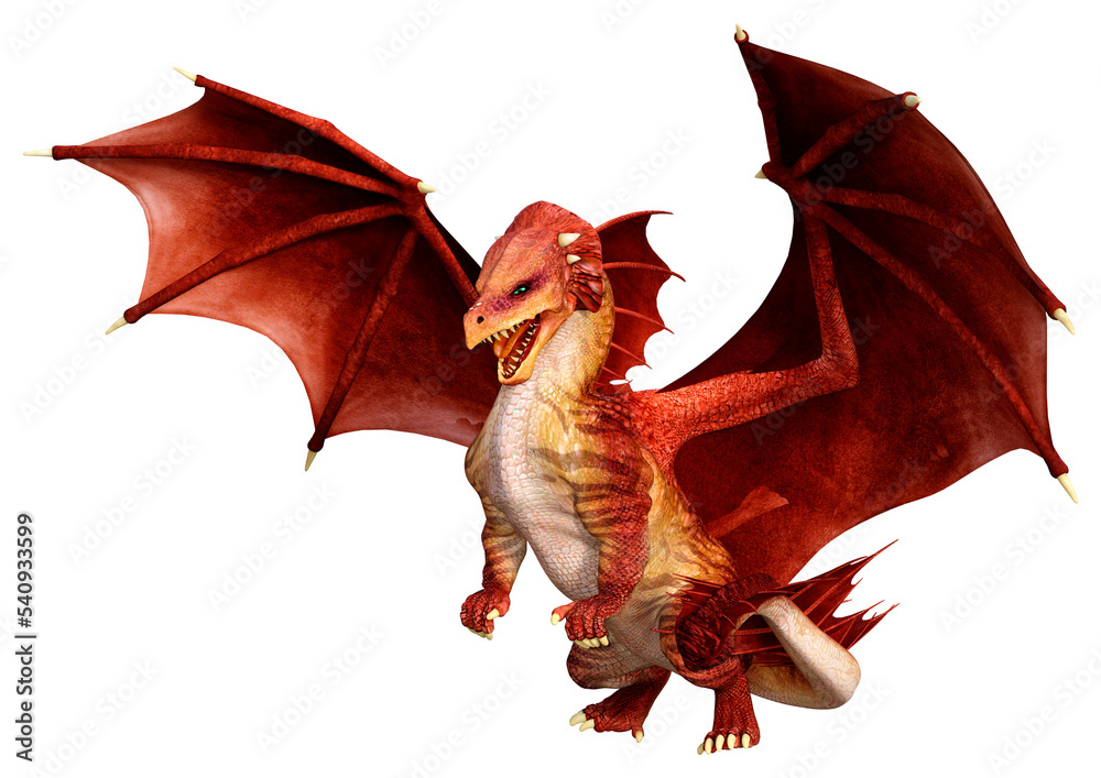 Obraz premium 3D Rendering Fairy Tale Dragon on White