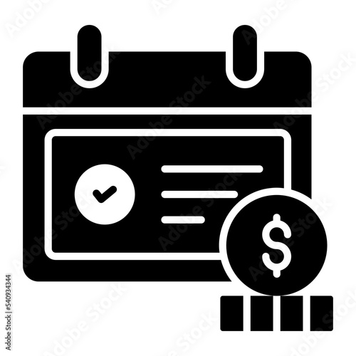 Calculating annual, monthly salary, Earned profit during fiscal year,  Premium quality vector illustration concept. Glyph icon symbol.