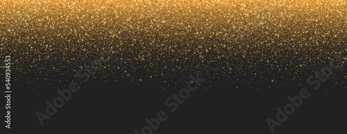 Golden glitter rain, falling magic yellow sparkles, shiny fairy star dust, bright colorful confetti. Vector illustration.