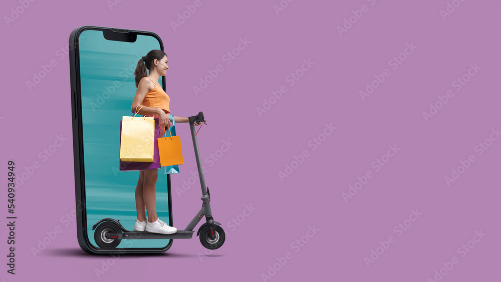 Happy woman doing online shopping Happy woman doing online shopping