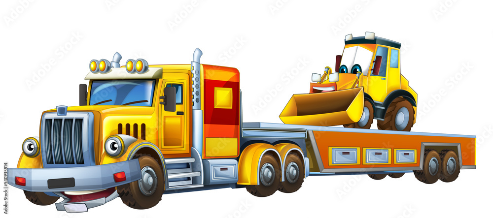cartoon tow truck driving with load other car illustration cartoon tow truck driving with load other car illustration