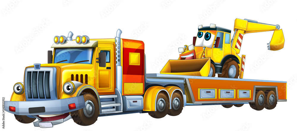 cartoon tow truck driving with load other car illustration cartoon tow truck driving with load other car illustration