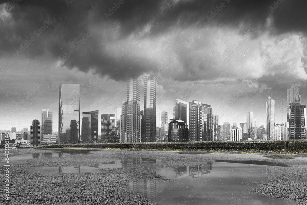 Street view with modern cityscapes Street view with modern cityscapes