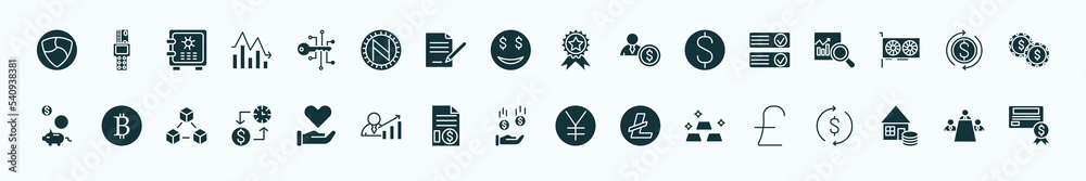 flat filled cryptocurrency icons set. glyph icons such as nem, crypto key, best seller, crypto records, money flow, bitcoin, donation, banking, gold, as, meeting icons. flat filled cryptocurrency icons set. glyph icons such as nem, crypto key, best seller, crypto records, money flow, bitcoin, donation, banking, gold, as, meeting icons.