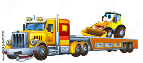 cartoon tow truck driving with load other car illustration © honeyflavour