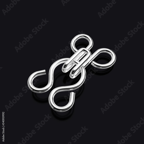 Sewing accessories for a tailor or sewing studio. Dress hooks. 3d rendering.