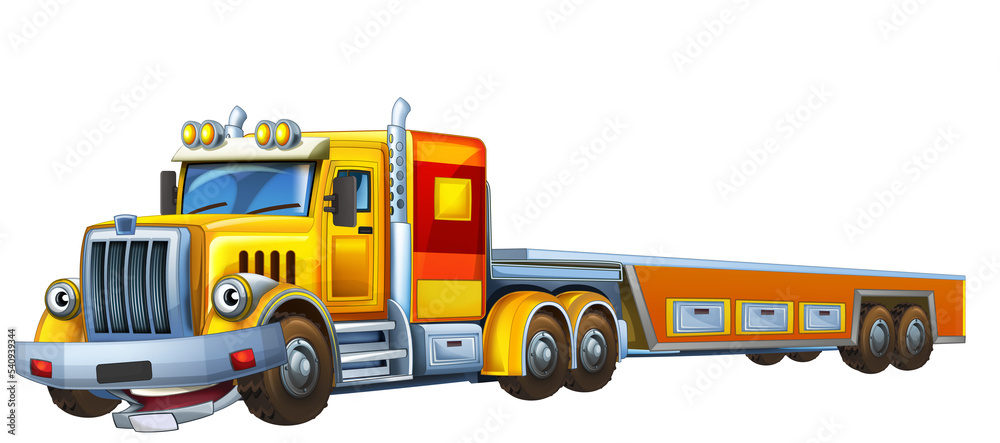 cartoon scene with tow truck driving with trailer cartoon scene with tow truck driving with trailer