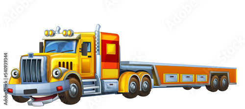 cartoon scene with tow truck driving with trailer