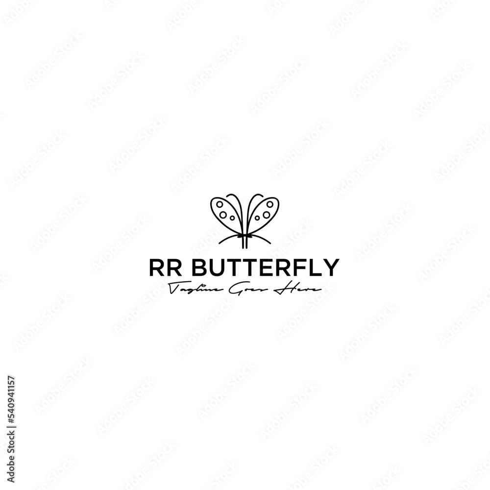 Butterfly logo. The letter RR that forms a butterfly