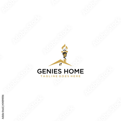 Logo of a house with a genie