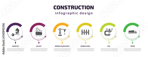 Fotografiet construction infographic template with icons and 6 step or option