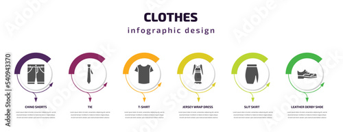 Fotografiet clothes infographic template with icons and 6 step or option