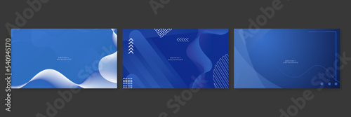 Set of abstract blue colorful memphis design background. Abstract colorful memphis geometric business banner background. Vector illustration.