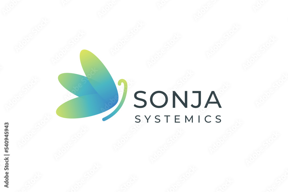 Fototapeta premium Modern butterfly technology logo design