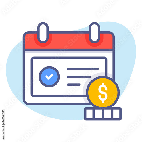 Calculating annual, monthly salary, Earned profit during fiscal year,  Premium quality vector illustration concept. Flat line icon symbol.