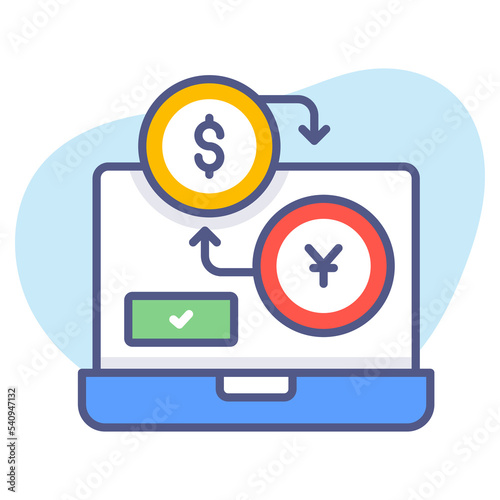 currency exchange function, money converting and circulation, Premium quality vector illustration concept. Flat line icon symbol.