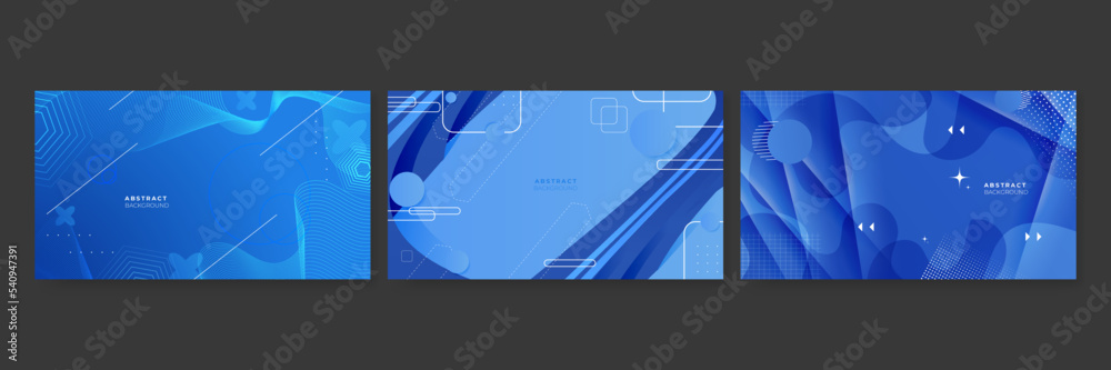 Naklejka premium Gradient blue background with halftone memphis style. Modern banner template vector.