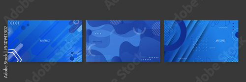 Gradient blue background with halftone memphis style. Modern banner template vector.