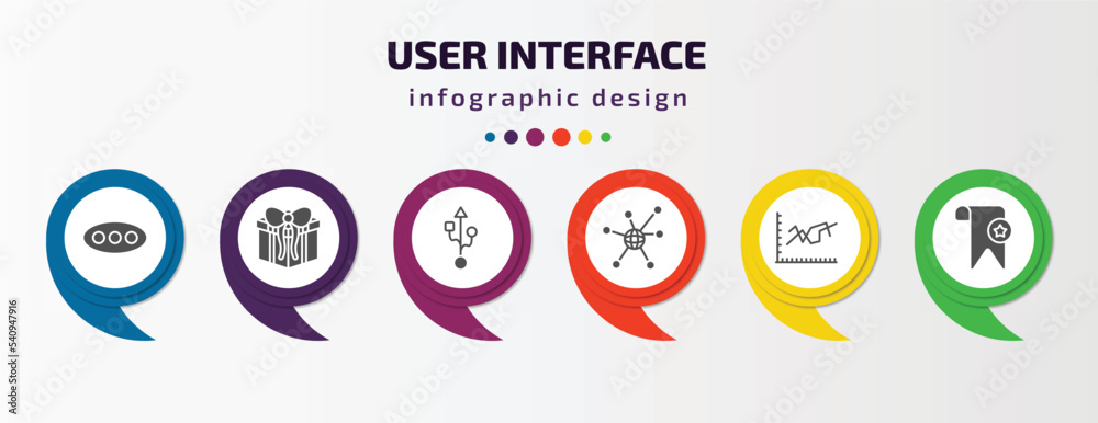 user interface infographic template with icons and 6 step or option. user interface icons such as more, giftbox, usb port, connectivity, dual stream chart, bookmark vector. can be used for banner, user interface infographic template with icons and 6 step or option. user interface icons such as more, giftbox, usb port, connectivity, dual stream chart, bookmark vector. can be used for banner,