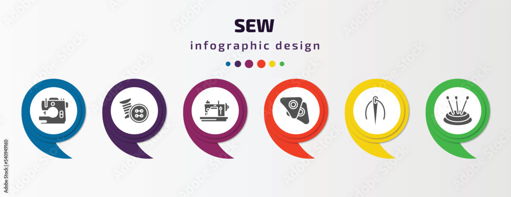 sew infographic template with icons and 6 step or option. sew icons such as tailoring hine, sewing tools, sewing hine, chalk, needles, pin cushion vector. can be used for banner, info graph, web, sew infographic template with icons and 6 step or option. sew icons such as tailoring hine, sewing tools, sewing hine, chalk, needles, pin cushion vector. can be used for banner, info graph, web,