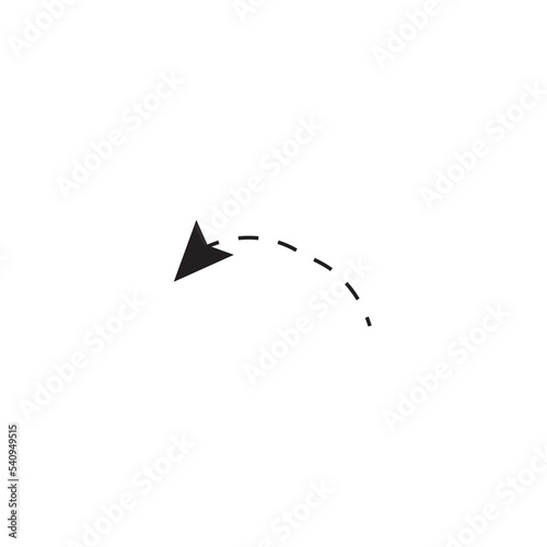 Hand drawn dotted arrow set vector illustration isolated on white background
