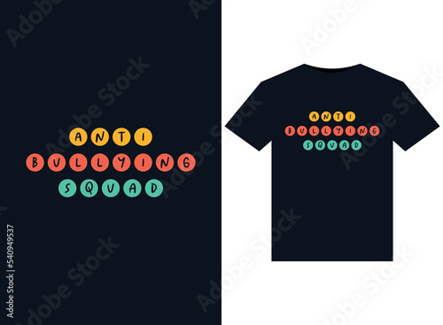 Anti Bullying Squad illustrations for print-ready T-Shirts design