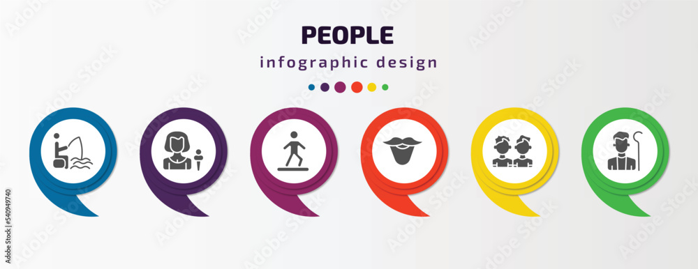 people infographic template with icons and 6 step or option. people icons such as sitting man fishing, foreign reporter, bast, beard, brothers, shepherd vector. can be used for banner, info graph, people infographic template with icons and 6 step or option. people icons such as sitting man fishing, foreign reporter, bast, beard, brothers, shepherd vector. can be used for banner, info graph,