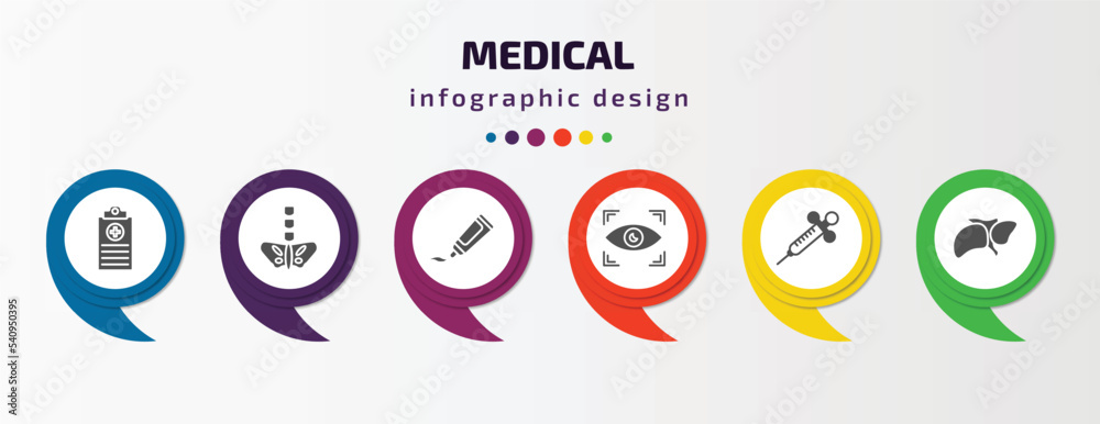 medical infographic template with icons and 6 step or option. medical icons such as medical records, pelvic area, ointment, eye scanner anesthesia, liver vector. can be used for banner, info graph, medical infographic template with icons and 6 step or option. medical icons such as medical records, pelvic area, ointment, eye scanner anesthesia, liver vector. can be used for banner, info graph,