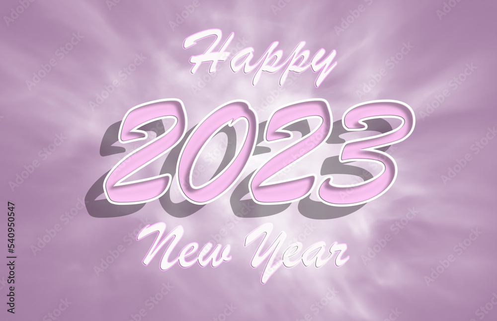 Happy New 2023 Year! Text and numbers. 